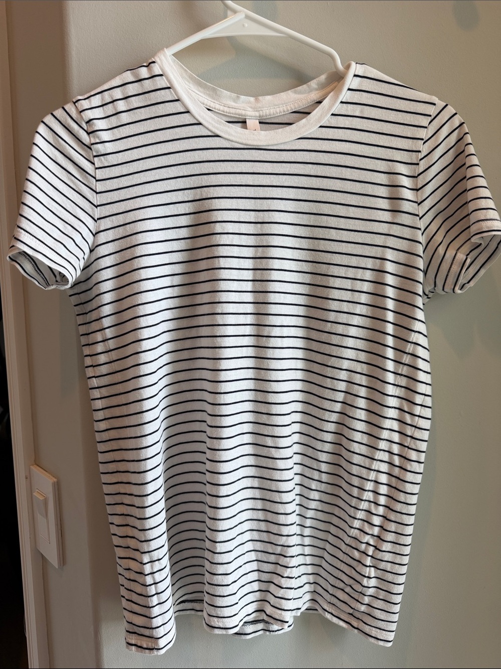 Babaton White and Black Striped Short Sleeve Tee